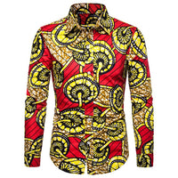 Men's Long-sleeved Shirt Ethnic Print Slim Fit