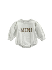 Baby Leopard Print Long Sleeve Mini Letter Romper