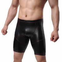 Men's Faux Leather Fitness 5-point Pants