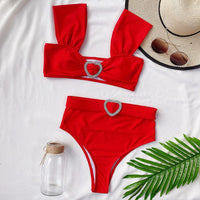 Solid color love swimsuit