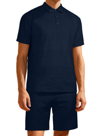 Jacquard Solid-color Loose-fitting Mens Casual Sportswear Set