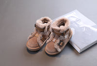 Genuine wool at the mouth of leather girl's short boots is antiskid