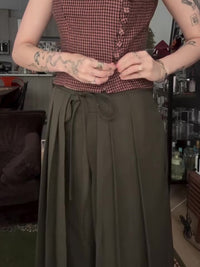Military Green High Waist Wide-Leg Draped Pants