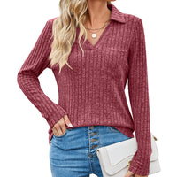 Women's Temperament Long Sleeve Solid Color Top
