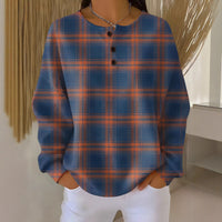 Retro 3D Digital-Print Three-Button Stand-Up Collar Sweater