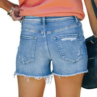 Women's High Elastic Tight Mid-waist Denim Shorts
