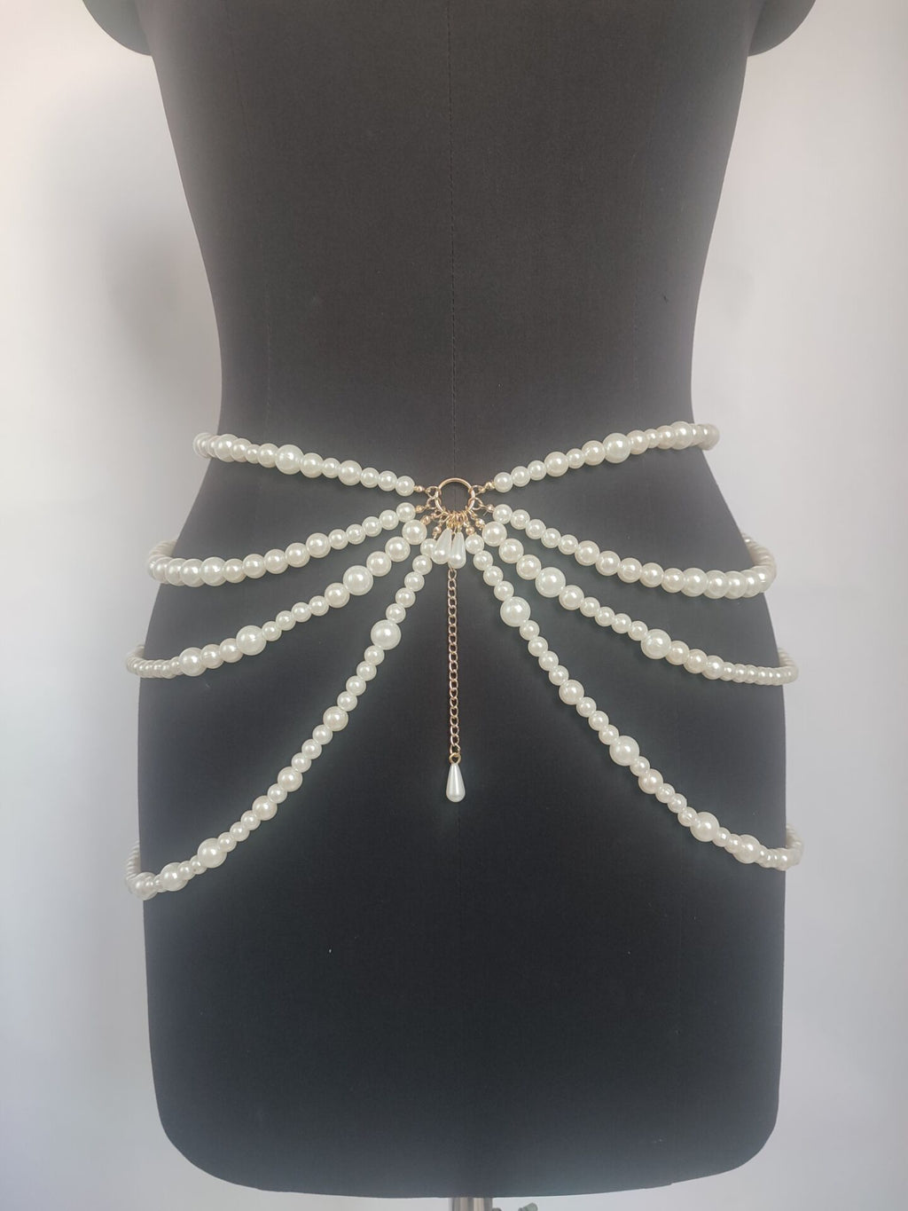 Pearl Connected Multi-layer Tassel Side Swing Waist Chain