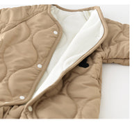 Autumn And Winter Quilted Cotton Fleece-lined Warm Baby Jumpsuit