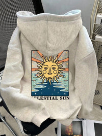 Womens Cartoon Print Loose Personalized Hoodie