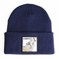 Winter Animal Embroidered Knitted Wool Hat