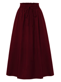 Casual Loose Pocket Skirt With Drawstring And Drape