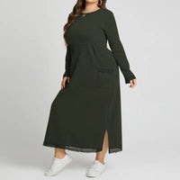 Women's Casual Solid Color Loose Plus-size Knitted Lace Dress