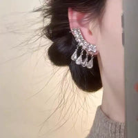 Dazzling Water-drop Tassel Stud Earrings