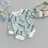 Baby Emerald Brown Skateboard Printed Romper