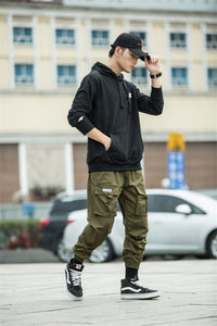 Concealed wrinkled drawstring pants