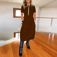 Versatile Loose Crew-Neck Short-Sleeve Dress For Women