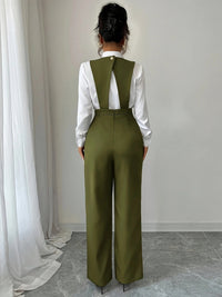 Fashionable Commuter Solid-Color Slim-Fit Sleeveless Suspender Jumpsuit