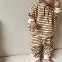 Baby Striped Long Sleeve Sweater Big PP Trousers Sportswear 2piece Suit