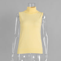Womens Turtleneck Sleeveless Base Layer Top Sweater Cardigan Set