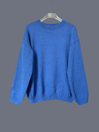 Casual Crew-neck Knit Sweater Women's Sweater Top