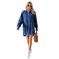 Washed Raw Edge Denim Dress Stitching Long-sleeved Cardigan