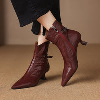 Womens French-style Pointed-toe Stiletto Ankle Boots