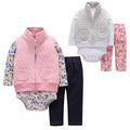 Autumn and Winter Warmth Padded Stand Collar  Vest Suit