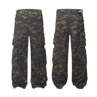 New Style Waste Soil Style High Street American Camouflage Workwear Wide Leg Pants