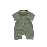 Western Style Summer Boy Short Sleeve Rompers