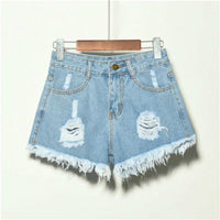 Holed Jeans Shorts Women's Loose And Thin Wide Leg Pants Hot Pants