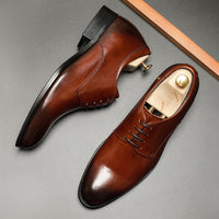 Inner Heightening Men's Smooth Toe Leather Dress Shoes