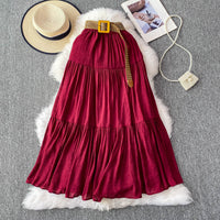Mid-length Casual High Waist Slimming Large Hem Puffy Cake Dress