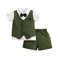 Summer Short-sleeved Children's Gentleman Two-piece Suit Male Baby Clothes