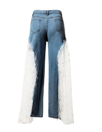 Women Destroyed Split Joint Lace Tulle F