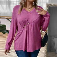 Women's Long-sleeved Waist-cinching Short Base Shirt With Pleated Slim-fit Top