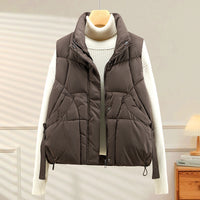 Women's Autumn Loose Outerwear Stand Collar Cotton Vest