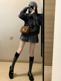 Idle Style Soft Glutinous Suit Flower Long Sleeve Sweater