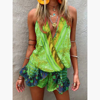 Ruffled Deep V Neck Jumpsuit