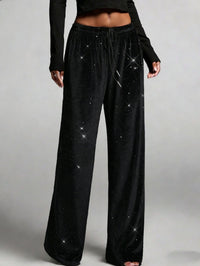 Fashionable Sequined Drawstring Slimming Stretch Pants From Europe And The US