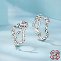 S925 Sterling Silver Snake Ear Clip Earrings Elegant Retro Animal