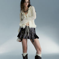 Heavy Wash Leather Skirt Skirt Female Autumn Winter