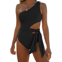 Women's One-Shoulder Abdominal  Waist One-Piece Swimsuit