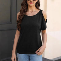 Relaxed-fit Casual Off-shoulder Crew-neck T-shirt