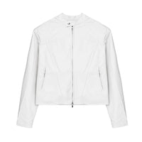 Leather Padded Shoulder Jacket For Men's Short