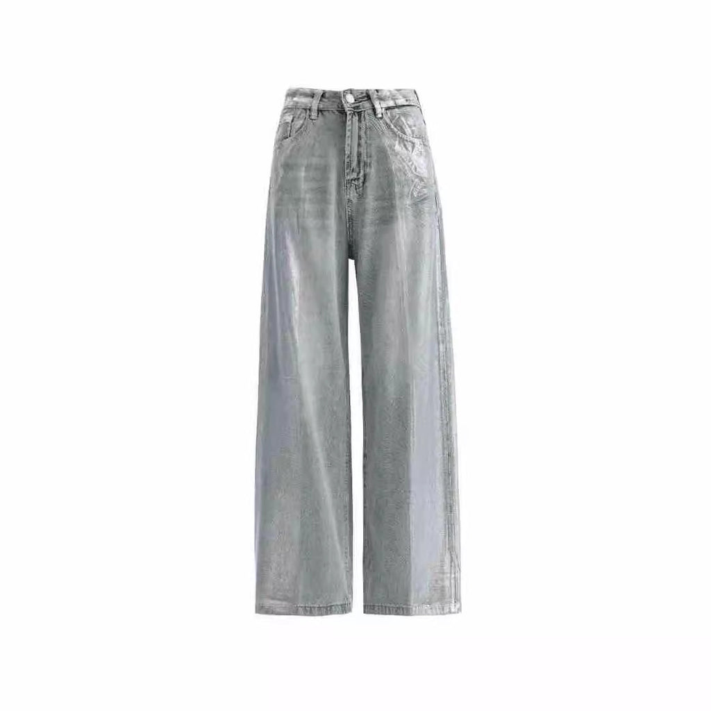 European And American Fashion Retro Hot Silver Loose Jeans