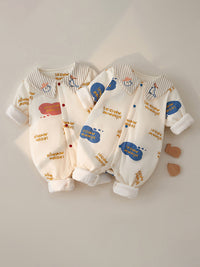 Quilted Baby Jumpsuit Long Sleeve Romper Going Out Clothes For Babies