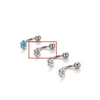 G23 Titanium Inlaid Zircon Flower Internal-thread Navel Piercing