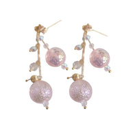 Fairy Sweet Girly Peach Pink Colorful Glass Ball Eardrops
