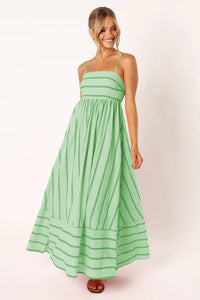 Striped Sleeveless Strap Backless Casual Dress