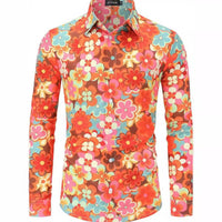 Men's Button Floral Retro Long-sleeved Shirt